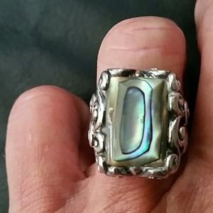 Mother of pearl sterling silver ring,  size 6